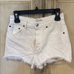 Zara White Jean Shorts Distressed Style